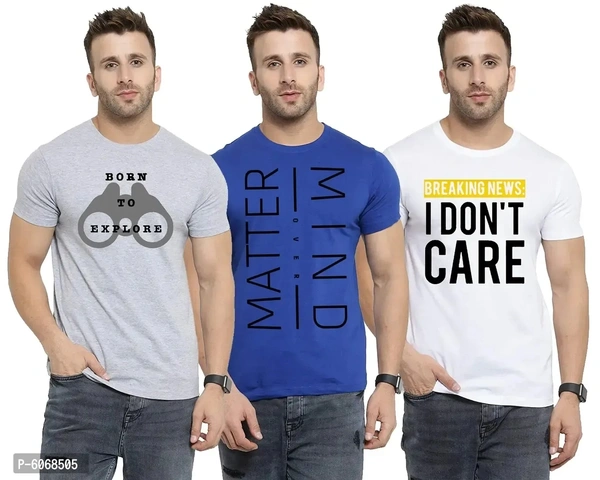 Fabulous Cotton Blend Printed Round Neck Tees For Men And Boys (Pack Of 3)