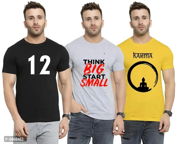 Fabulous Cotton Blend Printed Round Neck Tees For Men And Boys (Pack Of 3)