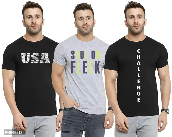 Fabulous Cotton Blend Printed Round Neck Tees For Men And Boys (Pack Of 3