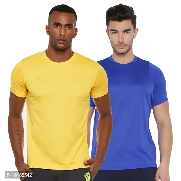 Men Multicolor Polyester Dri-Fit T-Shirt Pack of 2
