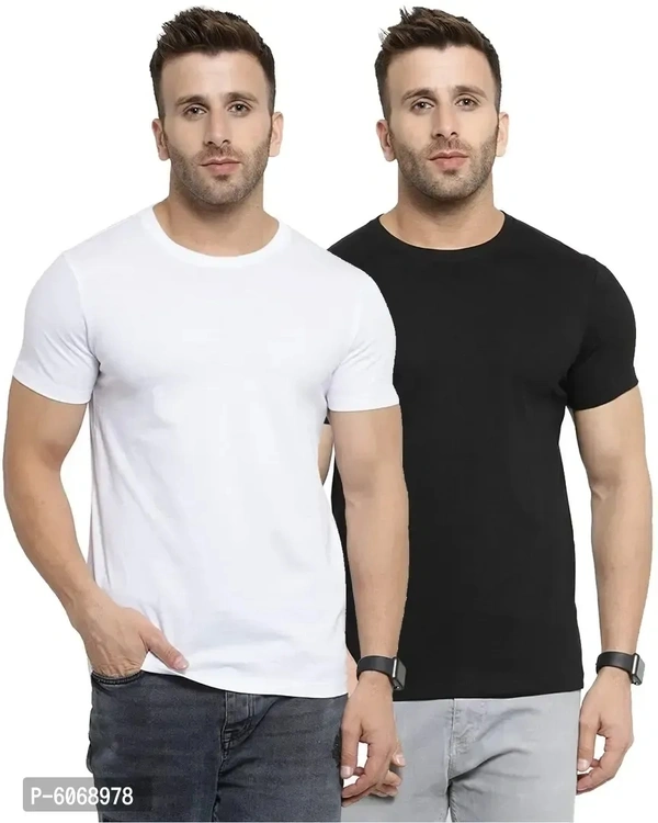 Fabulous Cotton Blend Solid Round Neck Tees For Men And Boys (Pack Of 2)