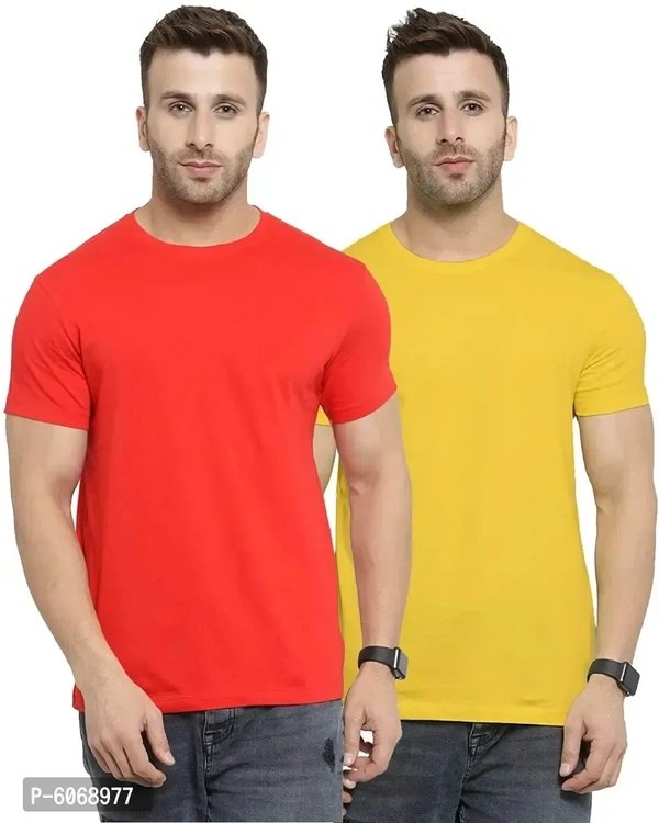 Fabulous Cotton Blend Solid Round Neck Tees For Men And Boys (Pack Of 2)