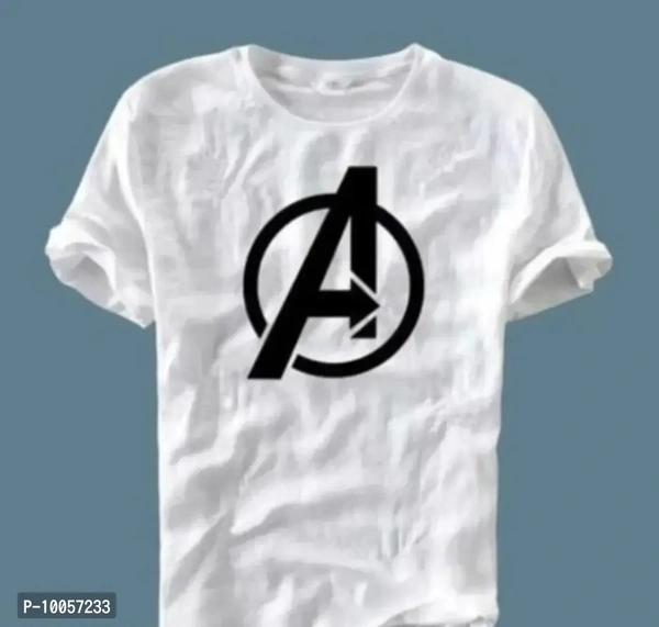 Mens Round Neck White Avenger Printed T shirt
