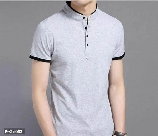Men's Trendy Solid Cotton Mandarin Tees