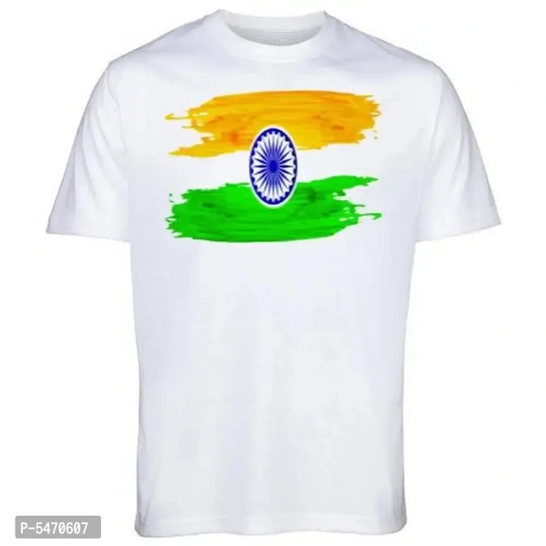 Round Neck Half Sleeve Independence Day White T-Shirt For Men/Women