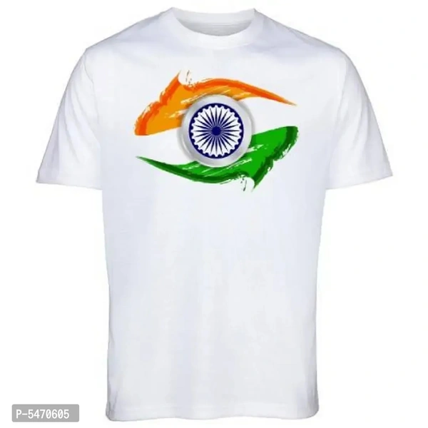 Round Neck Half Sleeve Independence Day White T-Shirt For Men/Women