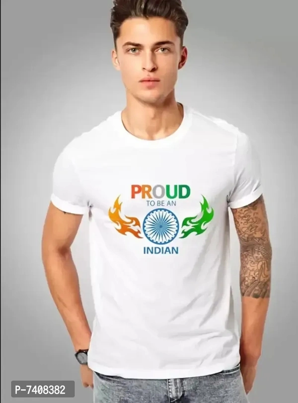 Stunning White Polyester Printed Independence Day Proud To Be Indian Tees For Men