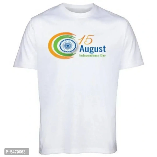 Round Neck Half Sleeve Independence Day White T-Shirt For Men/Women