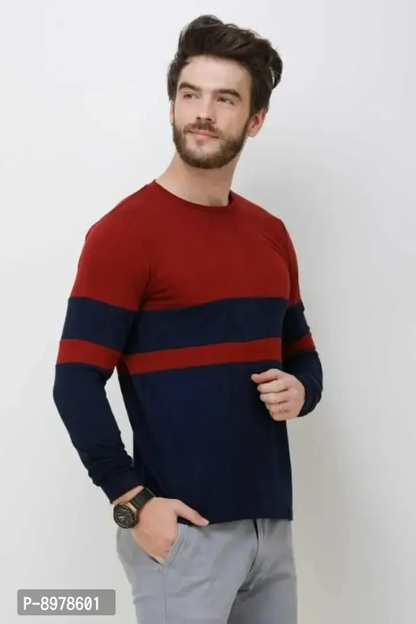 Stylish Round Neck Cotton Full Sleeve T-shirt For Men