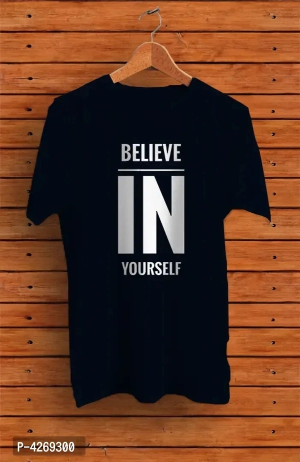 Men's Navy Blue Printed Cotton Round Neck Tees