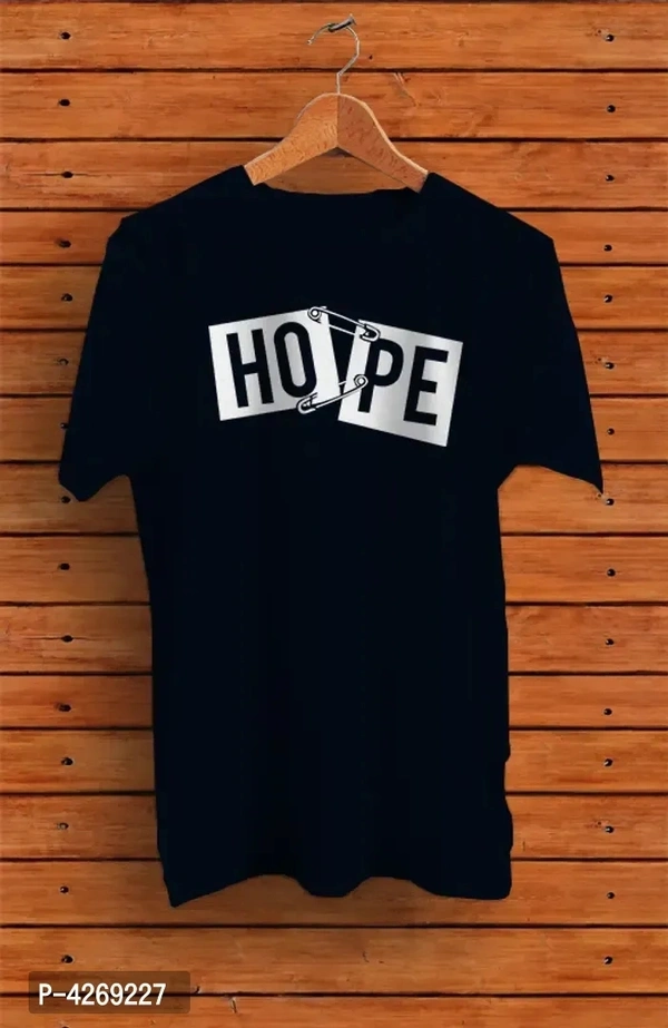 Men's Blue Printed Cotton Round Neck Tees