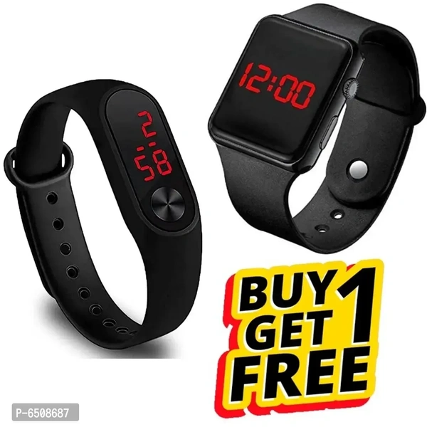 Combo Digital Date and Time Black Dial LED Watch for Stylish Kids Unisex Birthday Gift Digital Watch for Boys and Girls