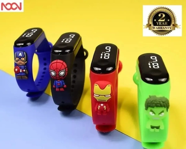 Combo Of 2 Cartoon Character Waterproof Digital LED Kids Band Watches For Boys and Girls
