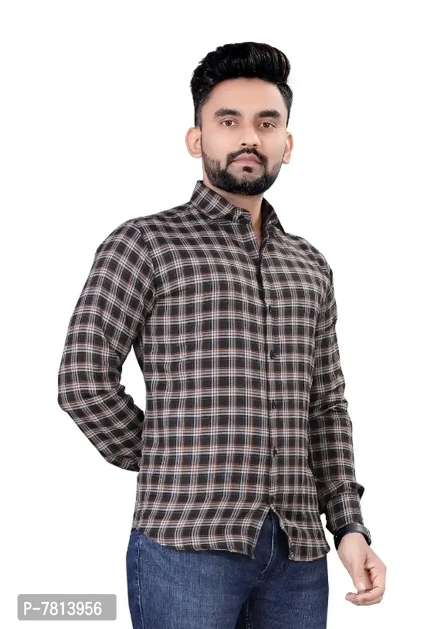 Mens casual solid cotton checks shirt