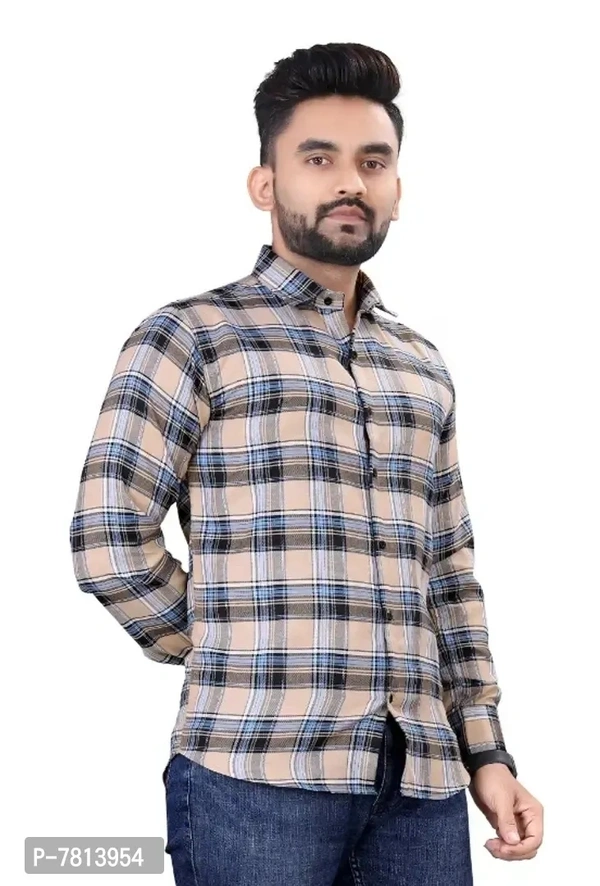 Mens casual solid cotton checks shirt