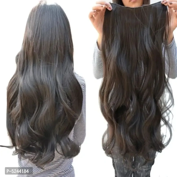 Curly/Wavy Full Head Synthetic Fibre Clip In Hair Extensions, 26 Inches Natural Black