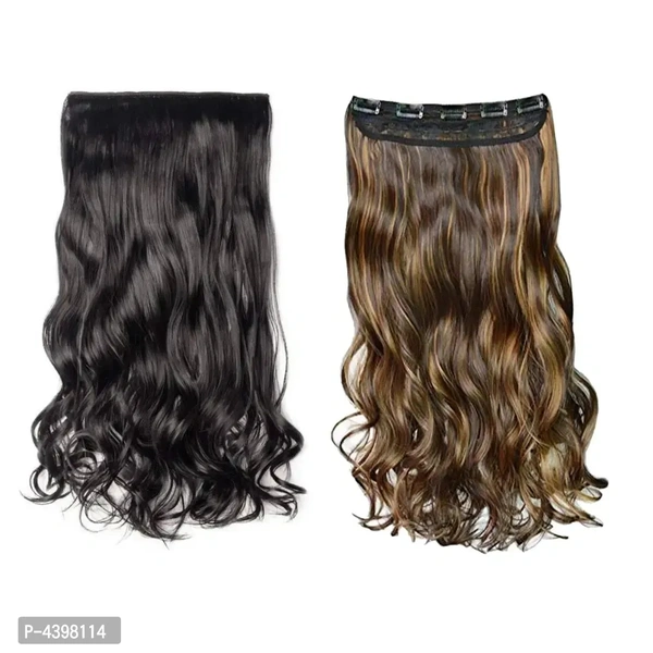 Best Quality 26Inches Curly Hair Extension Black & Golden Hilighted