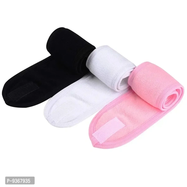 Trendy Terry Cloth Stretch Spa Headbands for Women – Non-Slip, Multiuse (Pack of 3, Multicolour