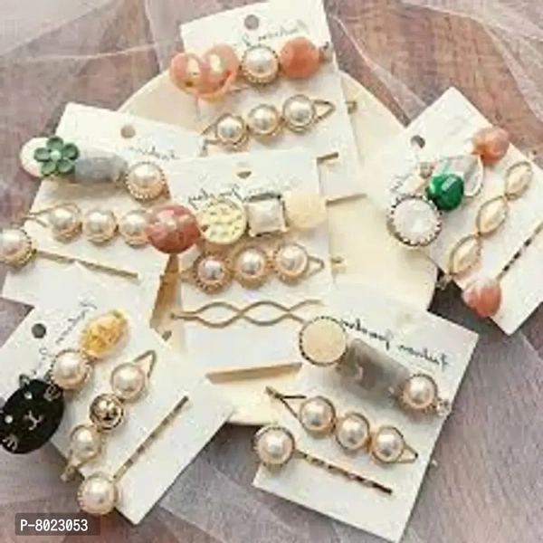 03 Pcs Korea Sweet Pearl Metal Women Fashi