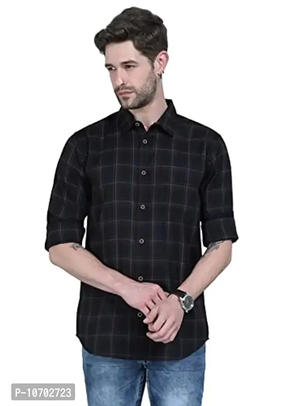 Stylish Black Cotton Long Sleeves Casual Shirt For Men