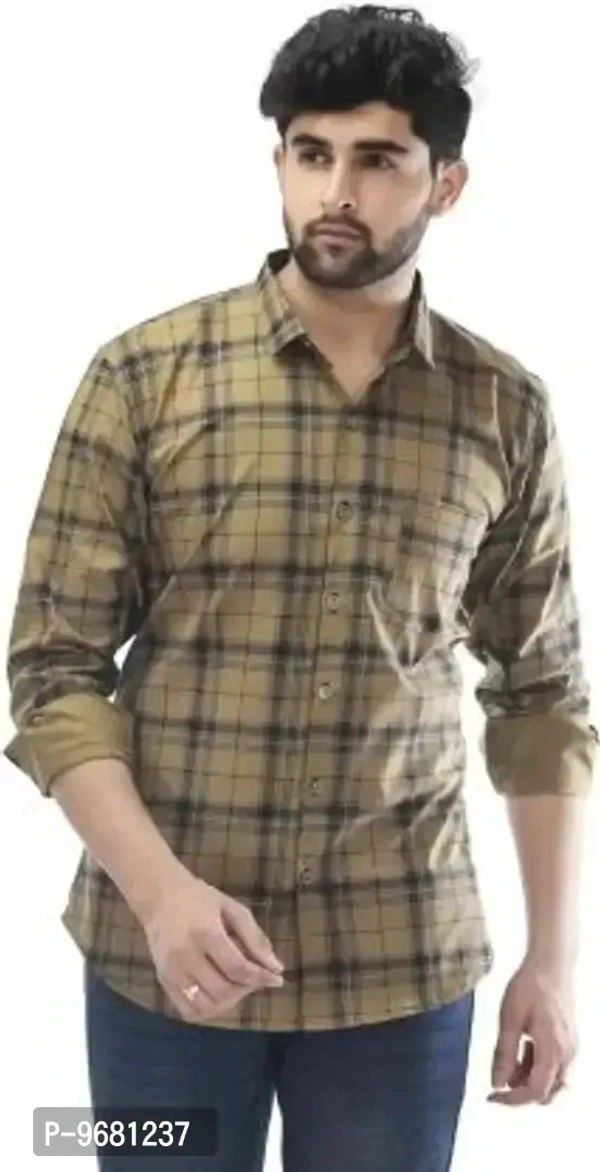 Men Slim Fit Checkered Spread Collar Casual Shirt