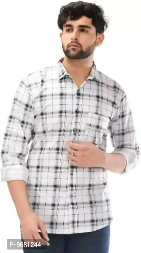 Men Slim Fit Checkered Spread Collar Casual Shirt