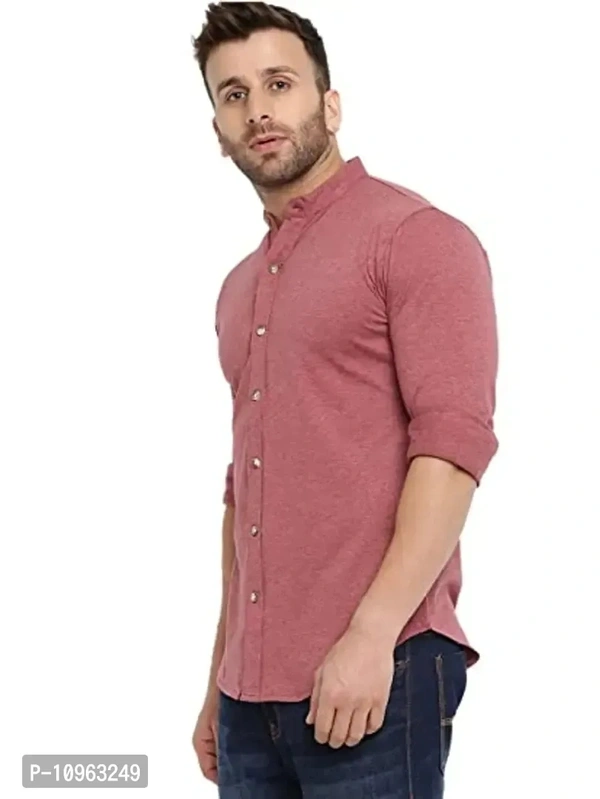 Elegant Pink Cotton Self Pattern Long Sleeves Casual Shirts For Men