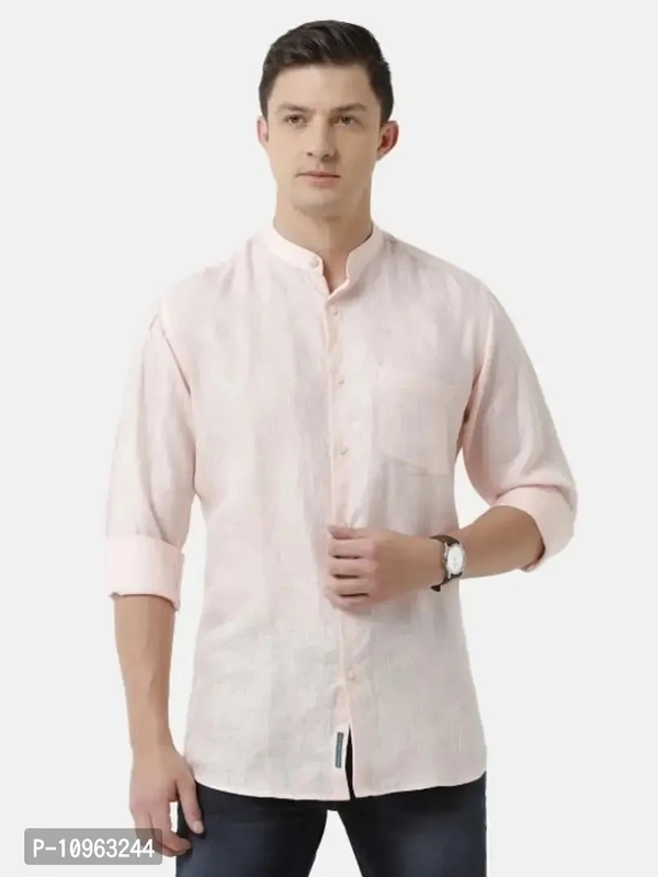 Elegant Cream Cotton Self Pattern Long Sleeves Casual Shirts For Men