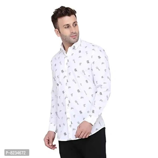 FEBIA Mens Cottonblend Printed Fullsleeve Shirt