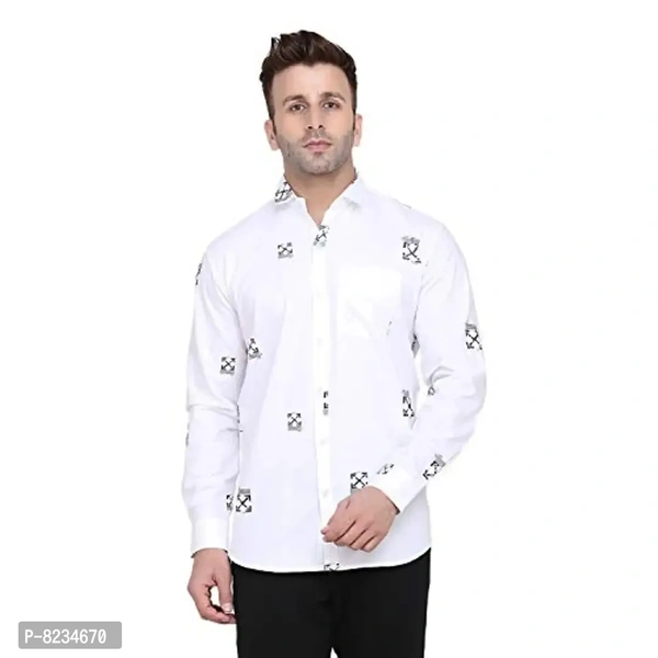 FEBIA Mens Cottonblend Printed Fullsleeve Shirt