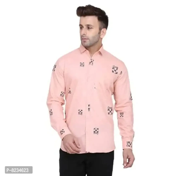 FEBIA Mens Cottonblend Printed Fullsleeve Shirt