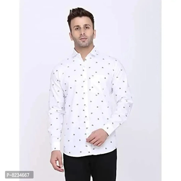 FEBIA Mens Cottonblend Printed Fullsleeve Shirt