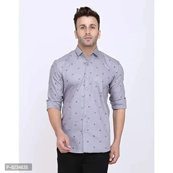 FEBIA Mens Cottonblend Printed Fullsleeve Shirt