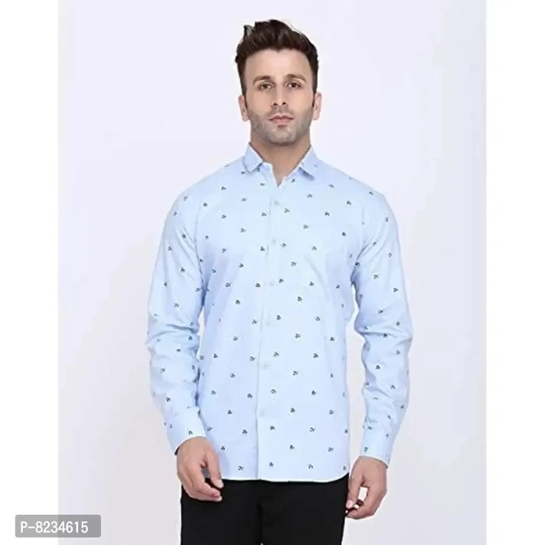 FEBIA Mens Cottonblend Printed Fullsleeve Shirt