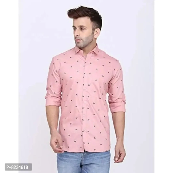 FEBIA Mens Cottonblend Printed Fullsleeve Shirt
