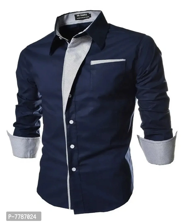 Stylish Blue Cotton Solid Long Sleeves Shirts For Men