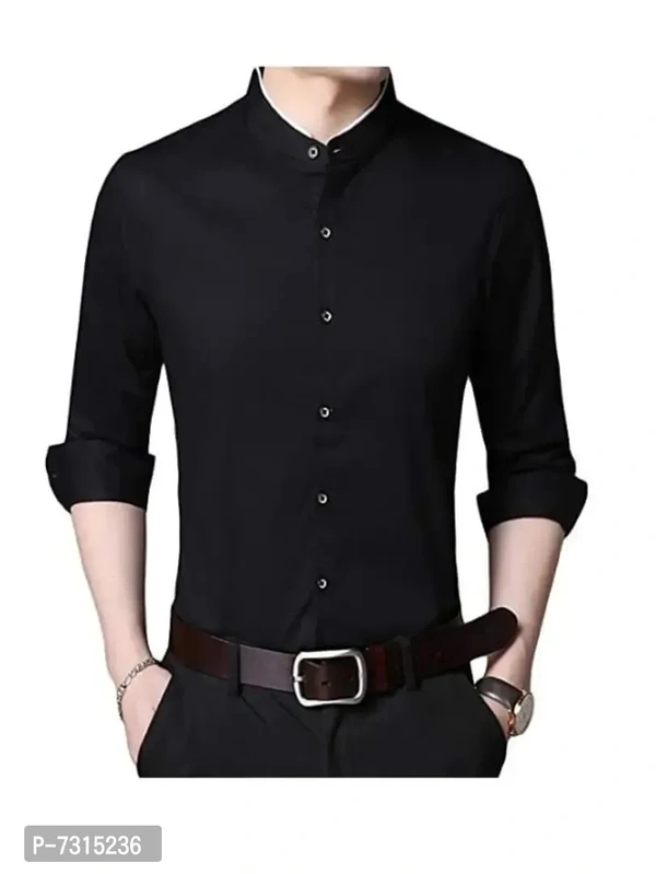 Stylish Black Cotton Solid Long Sleeves Casual Shirts For Men