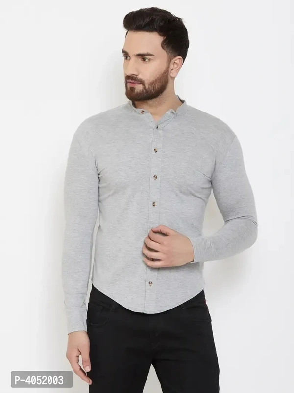Grey Cotton Solid Regular Fit Casual Shirt