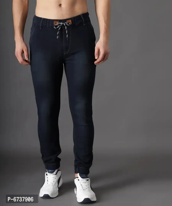 Stylish Cotton Blend Navy Blue Slim Fit Joggers For Men