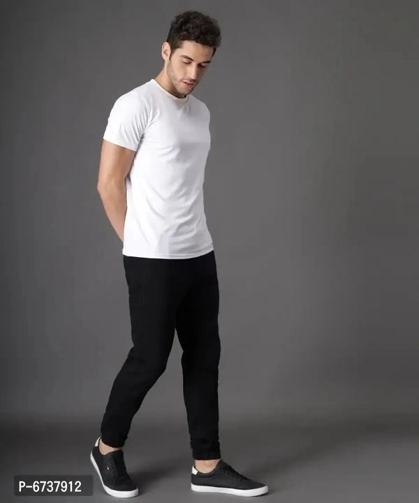Stylish Cotton Blend Black Slim Fit Joggers For Men