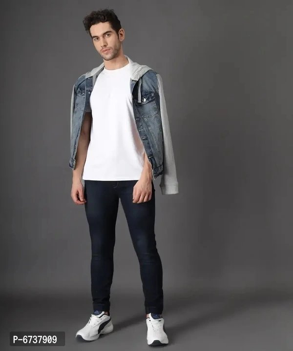 Stylish Cotton Blend Navy Blue Slim Fit Joggers For Men