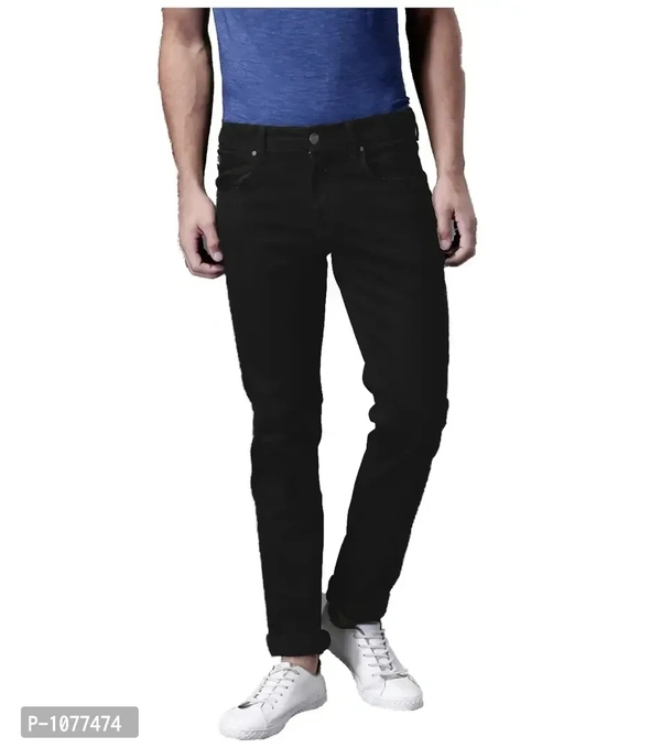 Black Stretchable Denim Regular Fit Jeans