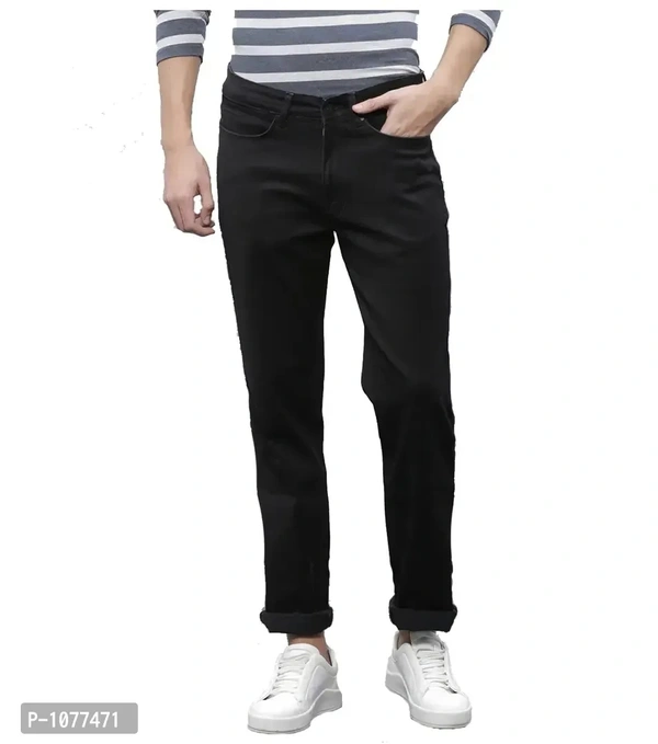 Black Stretchable Denim Regular Fit Jeans