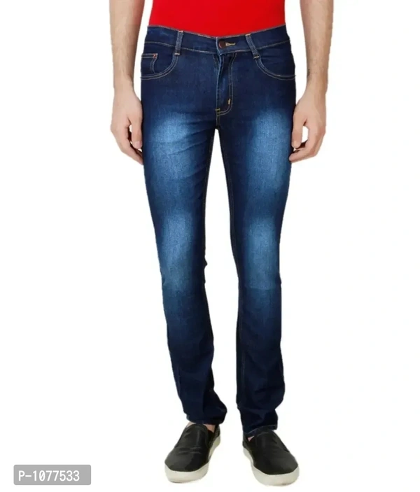 Blue Strechable Regular Wear Jeans