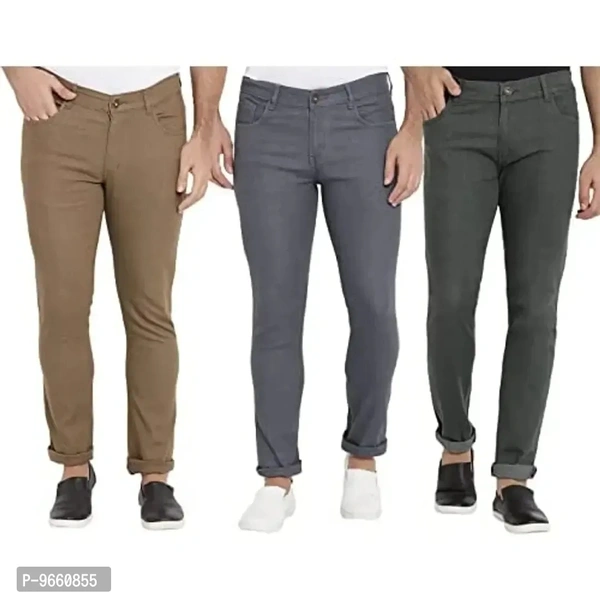 DAIS Men Skinny Fit Mid Rise Mildy Wash Grey,Khakhi and Olive Pack of 3 Jeans