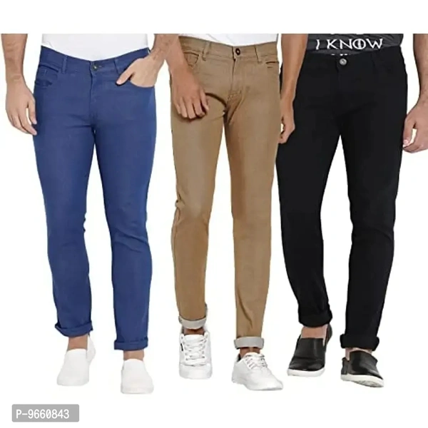 DAIS Skinny Fit Mid Rise Mildly Wash Denim Men's Jeans Pants Pack of 3 Jeans