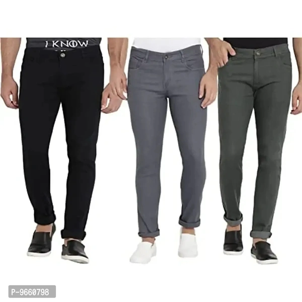 DAIS Men Skinny Fit Mid Rise Mildy Wash Grey,Black and Olive Pack of 3 Jeans
