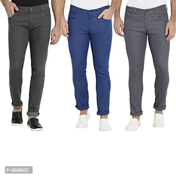 DAIS Men Skinny Fit Mid Rise Mildy Wash Olive, Grey and Light Blue Pack of 3 Jeans