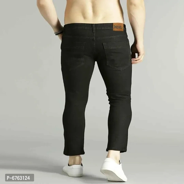 Mens Black Slim Fit Mid-Rise Slash knee Jeans