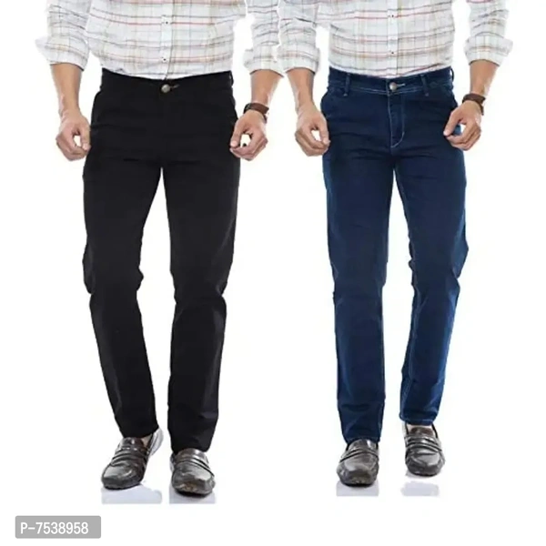 moudlin Men's Slim Fit Jeans (Pack of 2) (moudlin_jeans_combo DbB_28_Black Dark Blue_28)